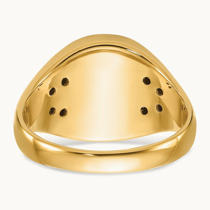 Men's Textured w/ Black Enamel & Lab Cr. Ruby Masonic Ring, 14K