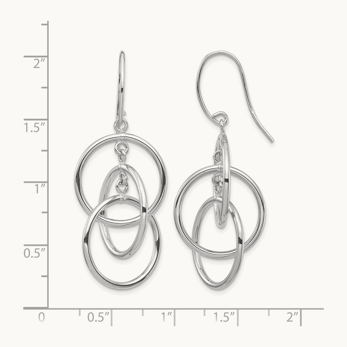 Polished Circles Dangle Earrings — 14K White Gold