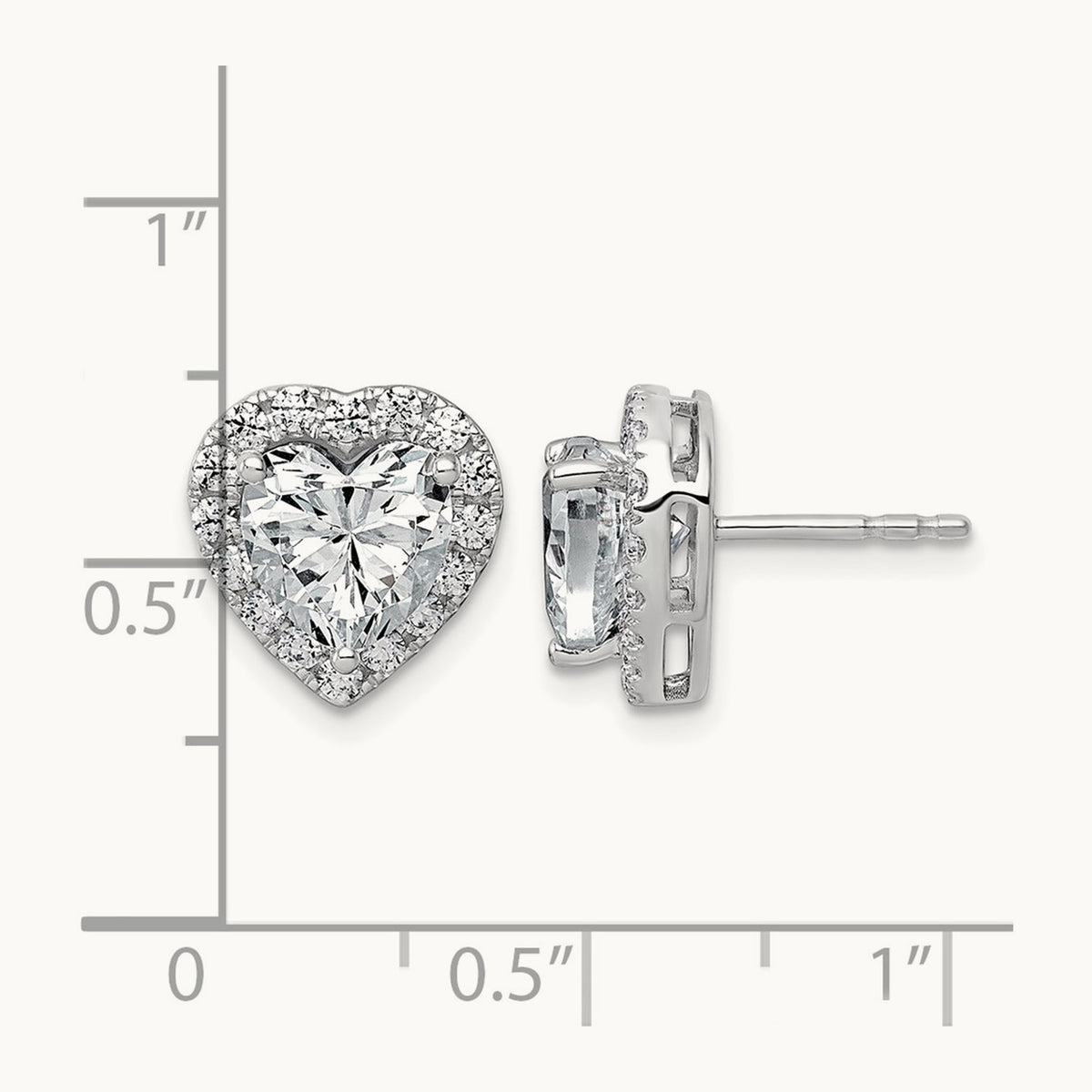 Heart Halo Post Earrings, 0.50-7.25 ct tw Lab-Grown Diamond — 3 1/2 ct, VS (Best), 14K White Gold