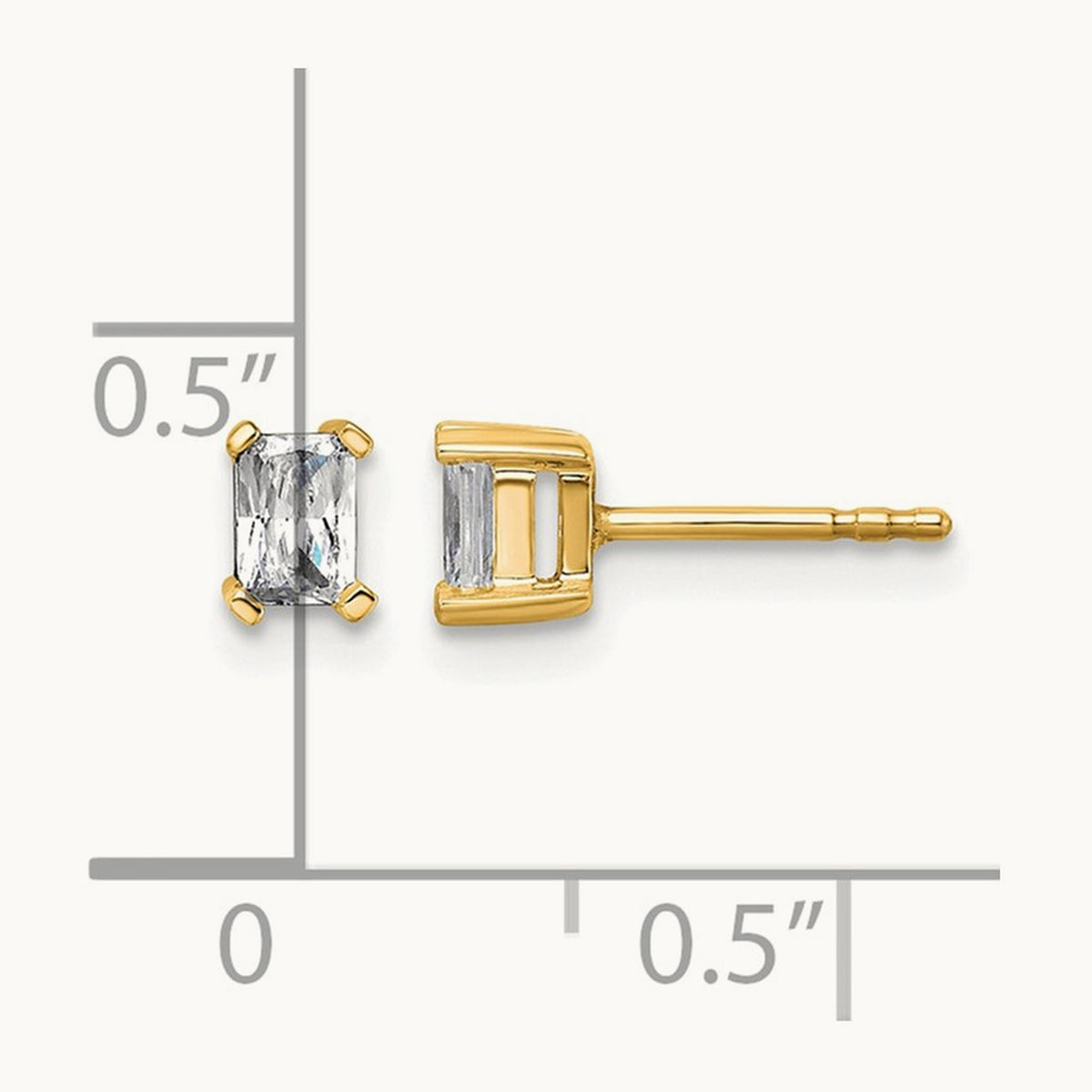 Radiant Four-Prong Stud Earrings, 0.50-6.00 ct tw Lab-Grown Diamond — 1/2 ct, 14K Yellow Gold