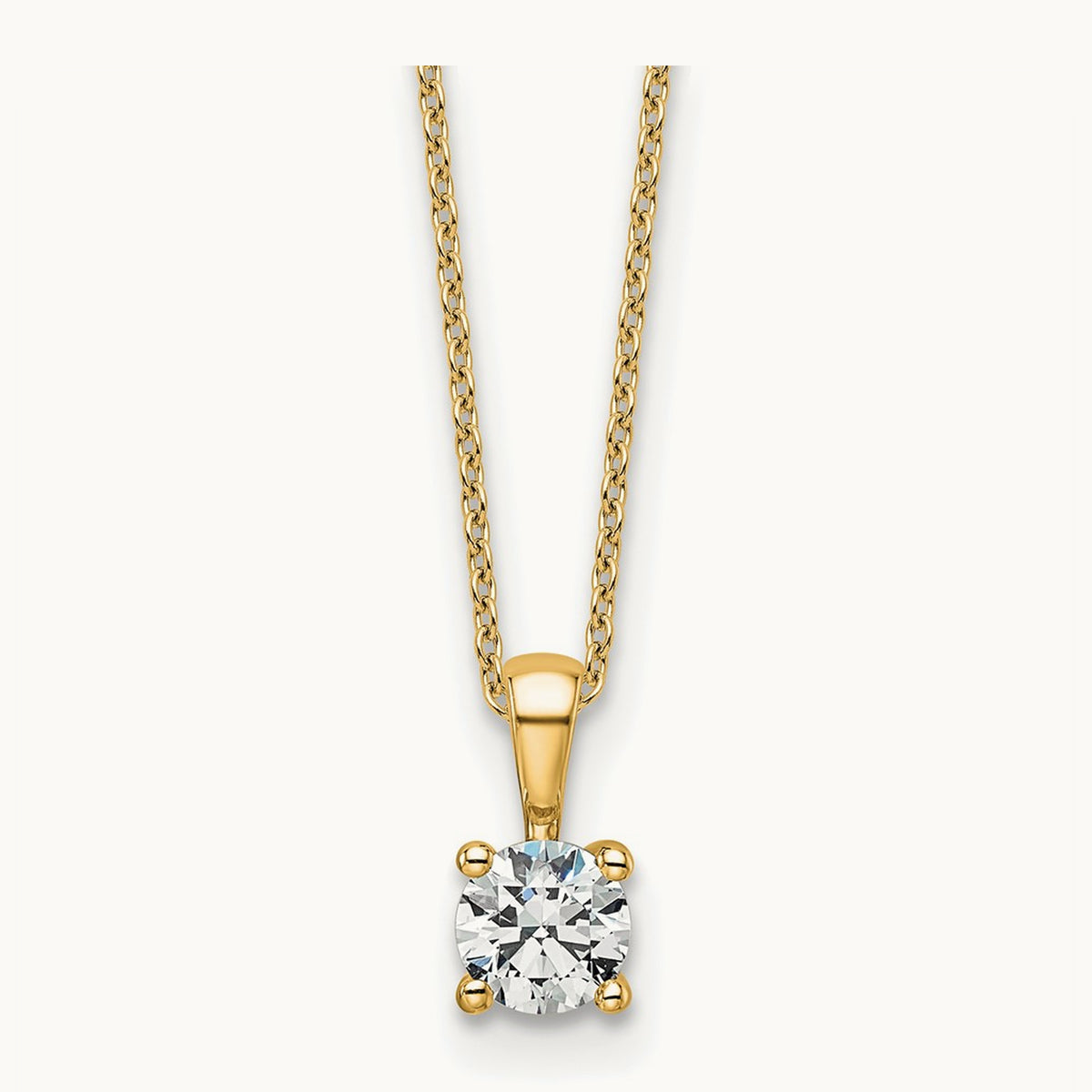 Four-Prong Pendant Necklace, 0.50-2.00 ct tw Lab-Grown Diamond — 1/2 ct, 14K Yellow Gold