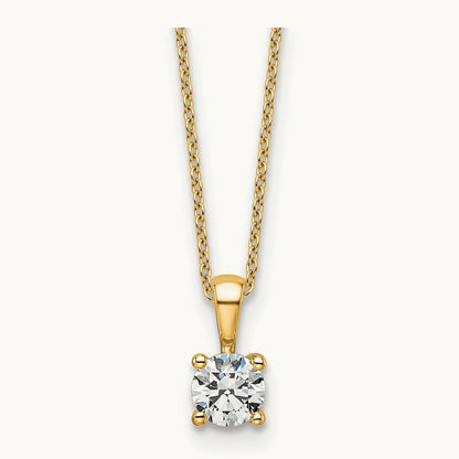Four-Prong Pendant Necklace, 0.50-2.00 ct tw Lab-Grown Diamond — 1/2 ct, 14K Yellow Gold