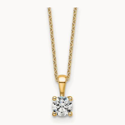 Four-Prong Pendant Necklace, 0.50-2.00 ct tw Lab-Grown Diamond — 1/2 ct, 14K Yellow Gold