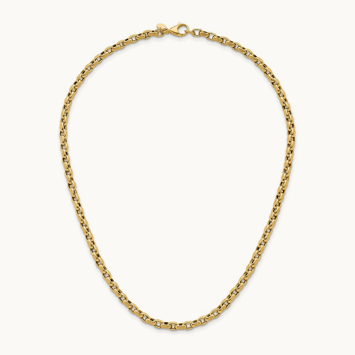 Polished 17.25in Fancy Textured Open Link Necklace, 14K