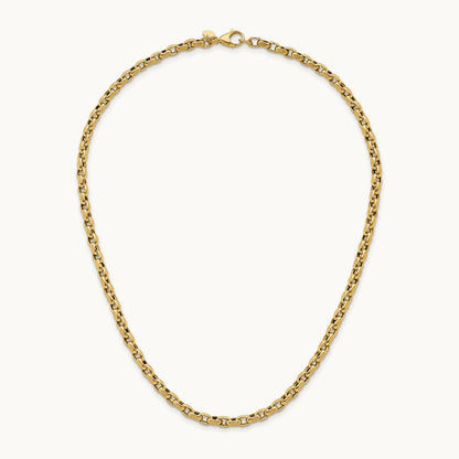 Polished 17.25in Fancy Textured Open Link Necklace, 14K