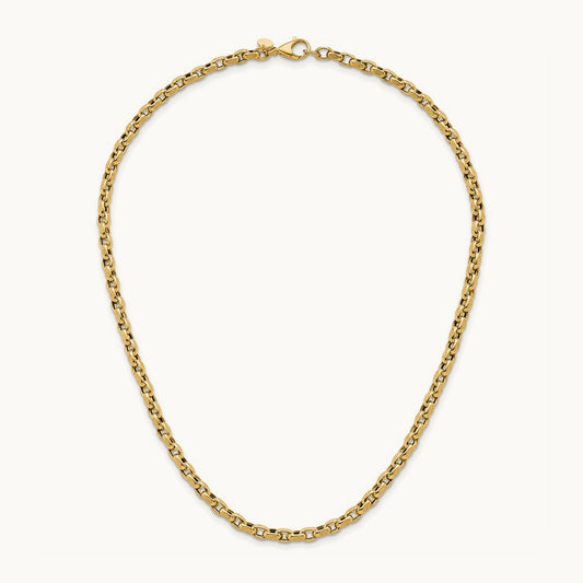 Polished 17.25in Fancy Textured Open Link Necklace, 14K