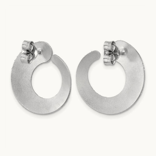 SS RH-plt Radiant Essence Textured Tapered Circle Post Earrings — Leslie's