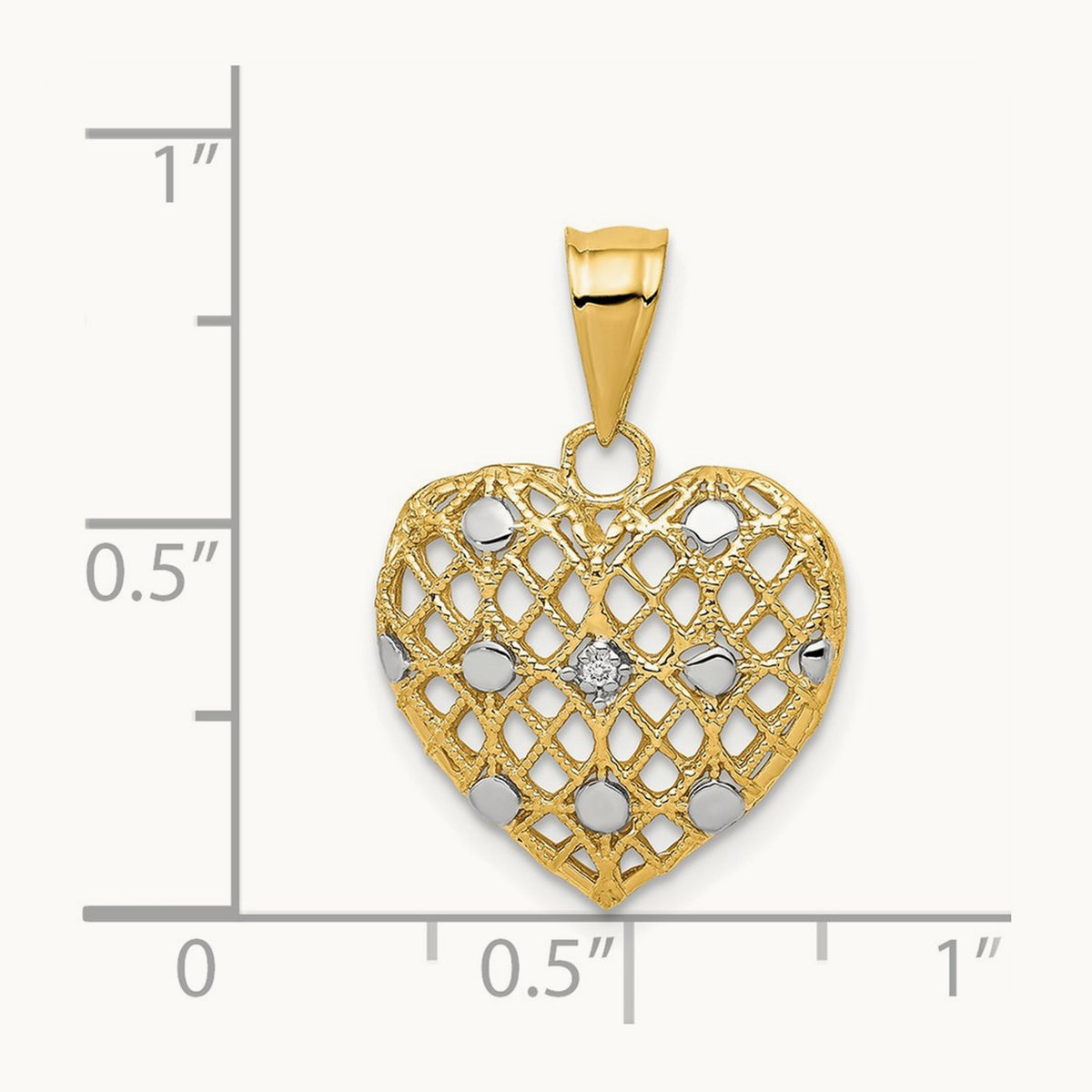 1/2pt Diamond Heart Pendant, 14K with White Rhodium