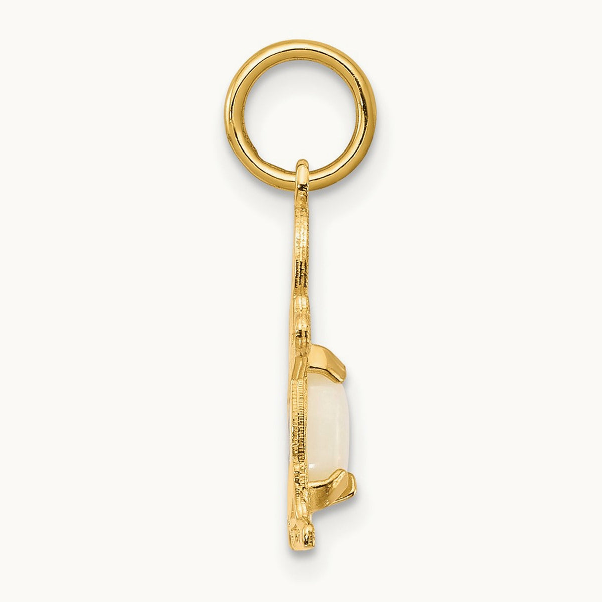 Boy 6x4 Oval Genuine Opal-October — 14K Yellow Gold