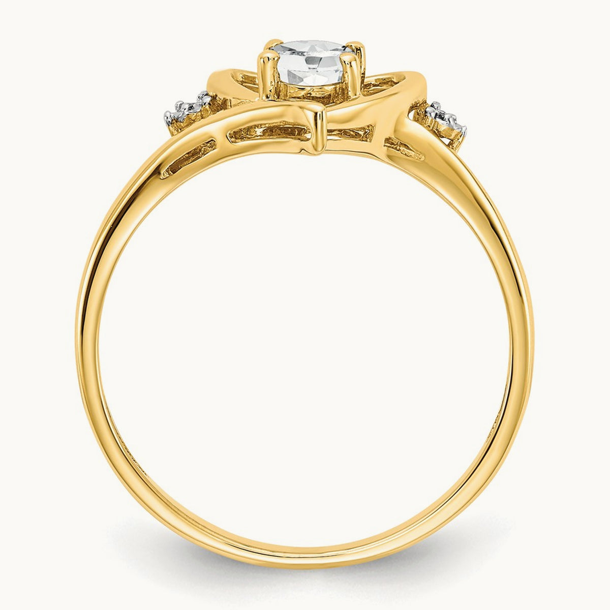 Topaz and Diamond Heart Ring — 14K Yellow Gold, 7