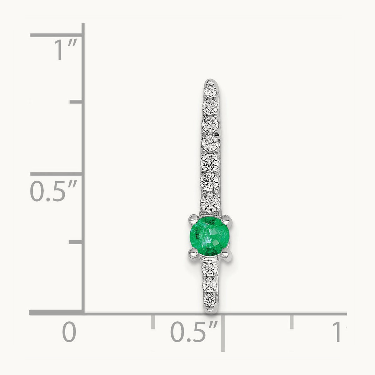 Diamond and Emerald Fancy Chain Slide, 14K White Gold
