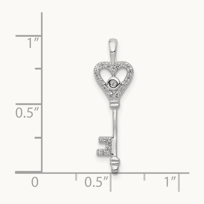 Diamond Heart Key Pendant — 23mm