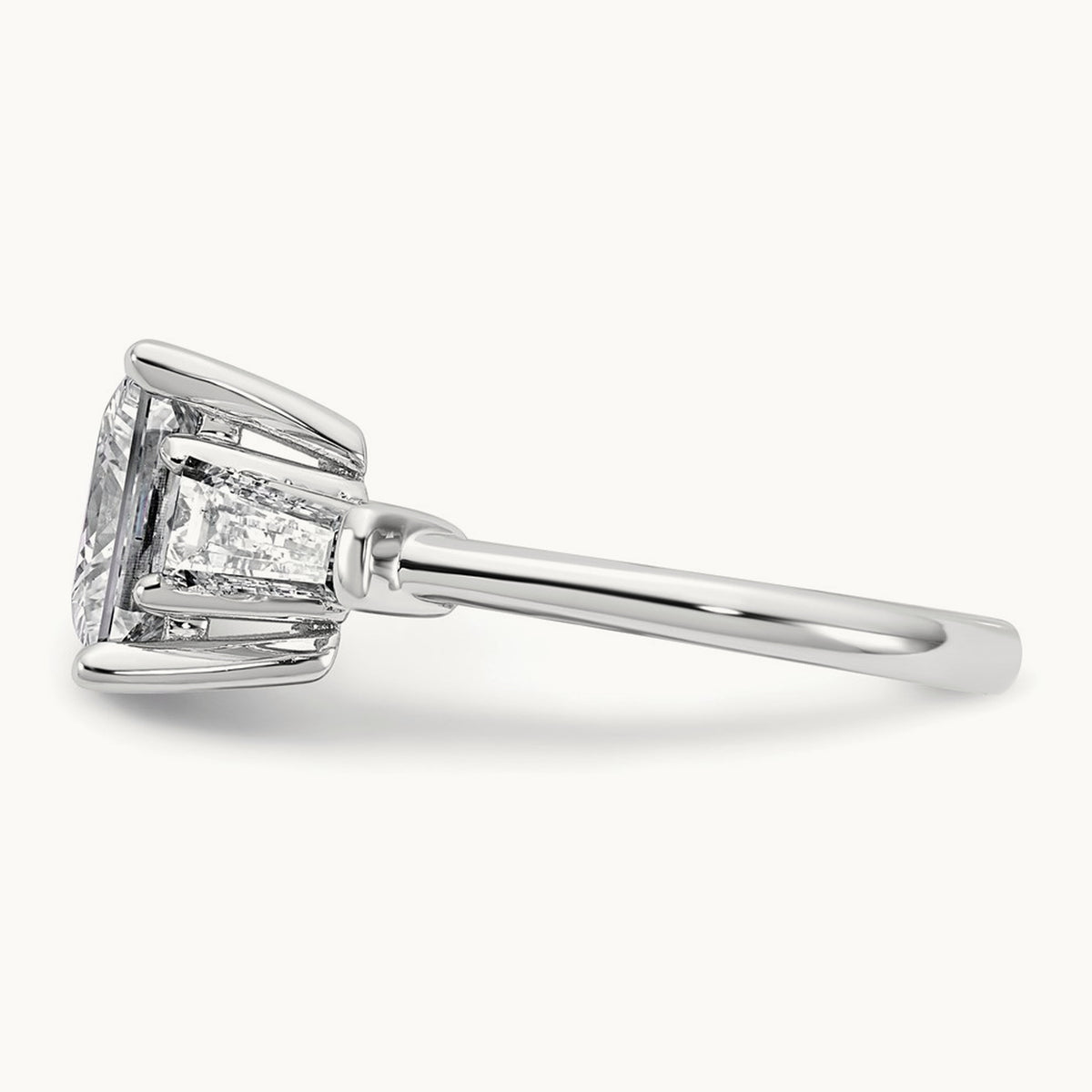 Princess & Baguette Engagement Ring — 14K White Gold, 3 3/4 ct, 7