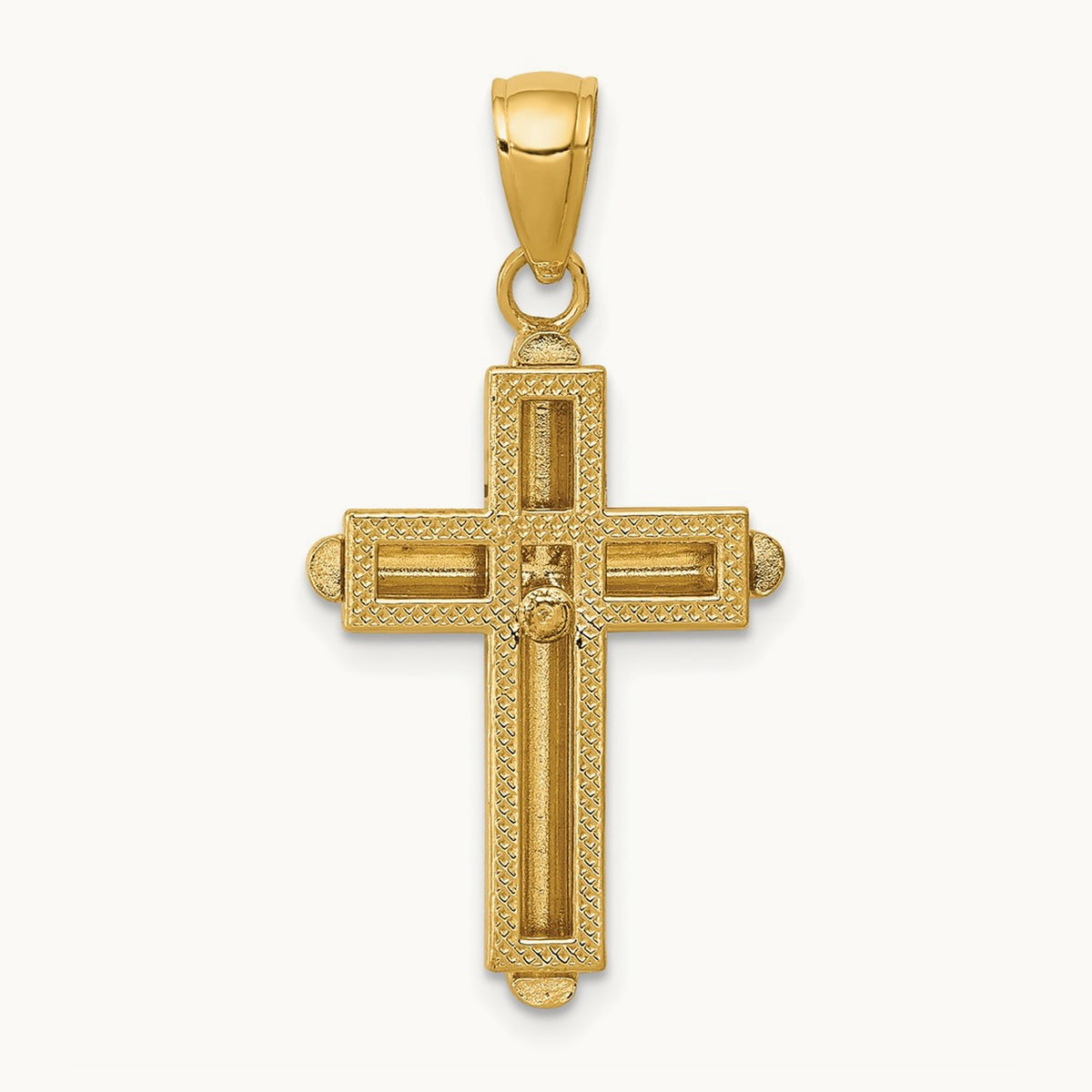 Polished Beveled Stick Cross W/Frame Pendant, 14K Gold