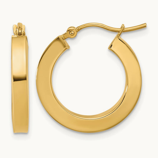 Polished Square Hoop Earrings — 10K Yellow Gold