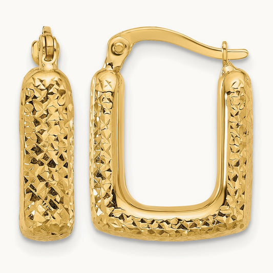 Polished and Diamond-cut Square Hoop Earrings — Leslie's — 10K Yellow Gold