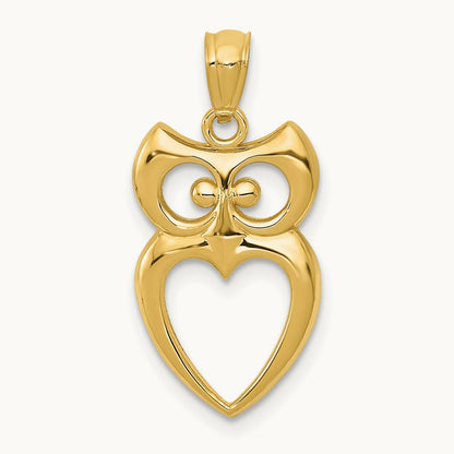 Polished Cut-out Owl Pendant, 14K Gold