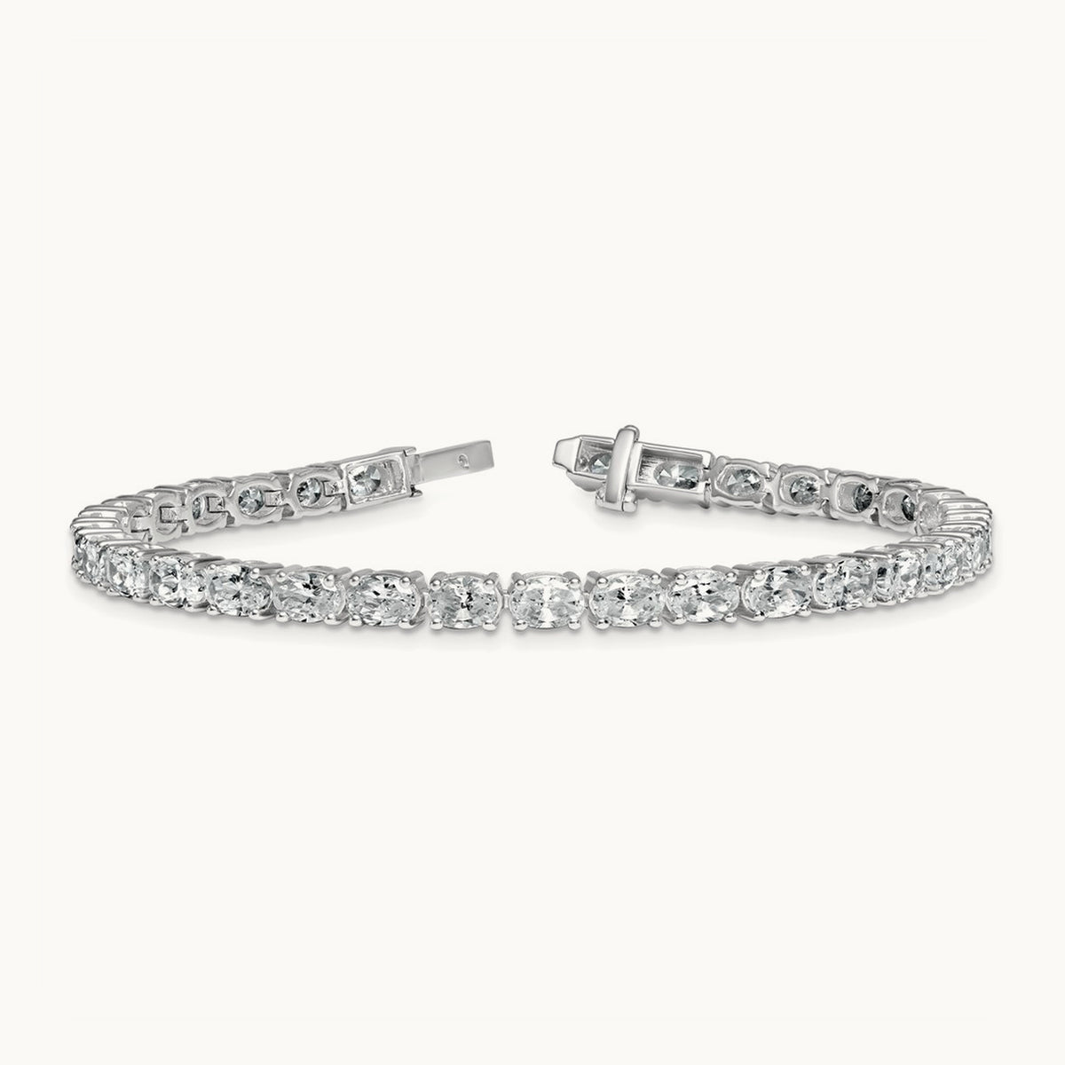 Oval Tennis Bracelet, 9.75 ct tw Lab-Grown Diamond — 14K White Gold