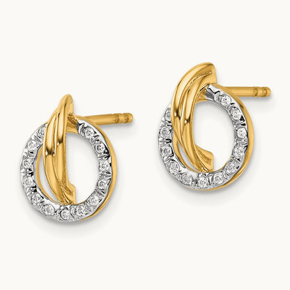 Polished Diamond Open Circle Drop Post Earrings, 14K