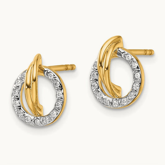 Polished Diamond Open Circle Drop Post Earrings, 14K