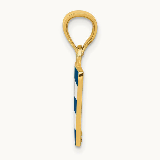 Enameled Cuba Flag Pendant, 14K