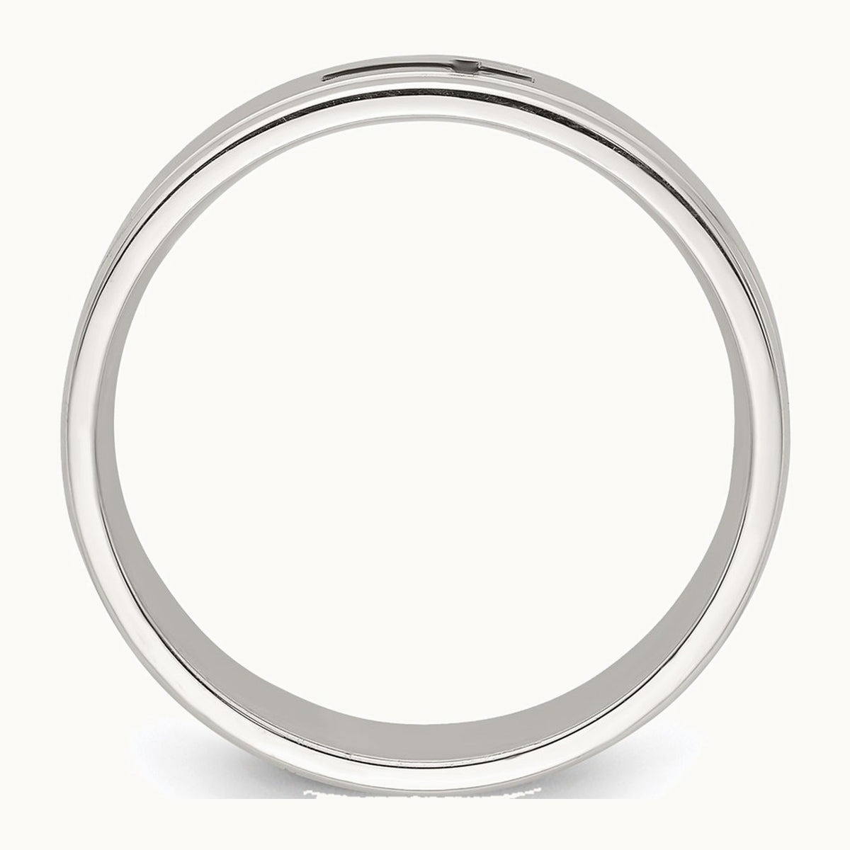 Sterling Silver 6mm Enamel Cross Fancy Band