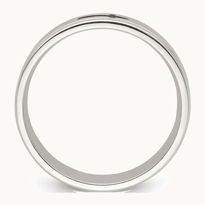 Sterling Silver 6mm Enamel Cross Fancy Band