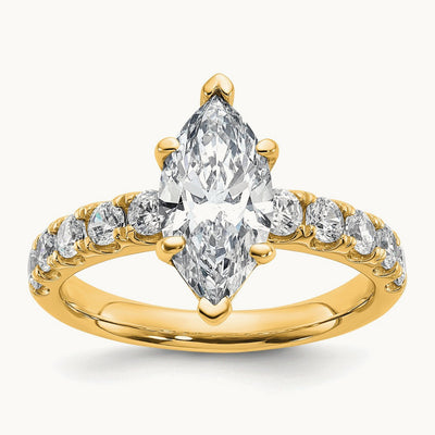 Cert 2 3/4ct Lab Grown Dia VS+ F+ Marquise Comp Eng Ring, 14K