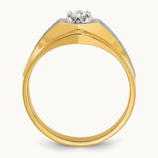 IBGoodman Men's Polished and Satin Diamond Complete Ring, 14K