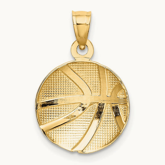 2-D Textured Basketball Charm, 14K