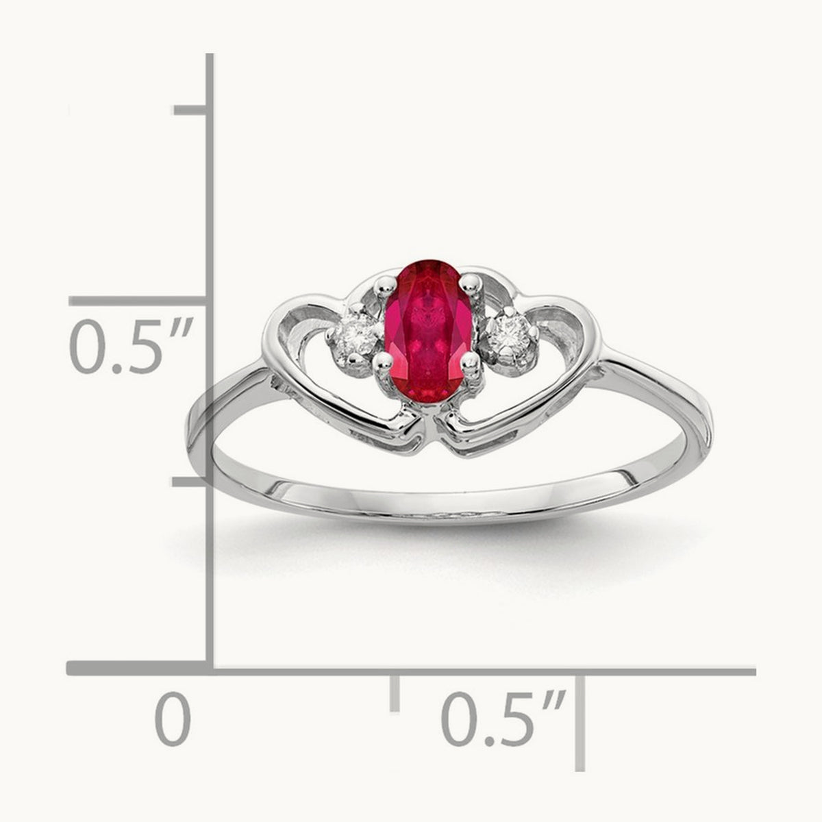 5x3mm Oval Ruby AA Diamond ring, 14K White Gold
