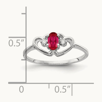 5x3mm Oval Ruby AA Diamond ring, 14K White Gold