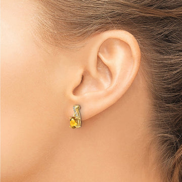 Citrine and Diamond Earrings — 14K Yellow Gold