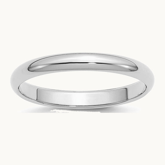 Sterling Silver Rhodium-plated 3mm Half-Round Band