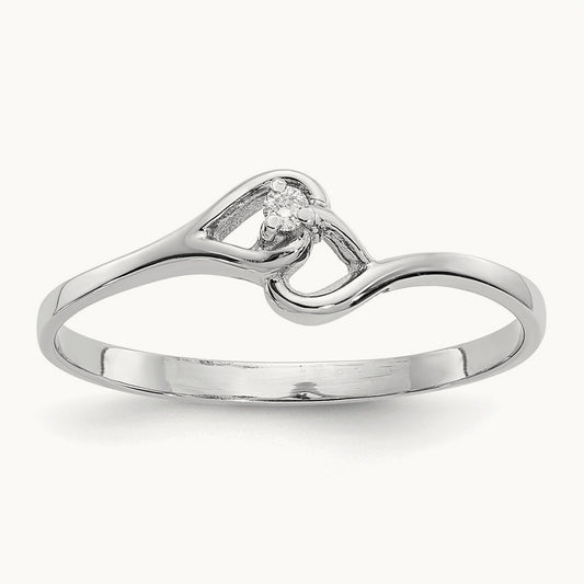AA Diamond Heart Ring, 14K White Gold