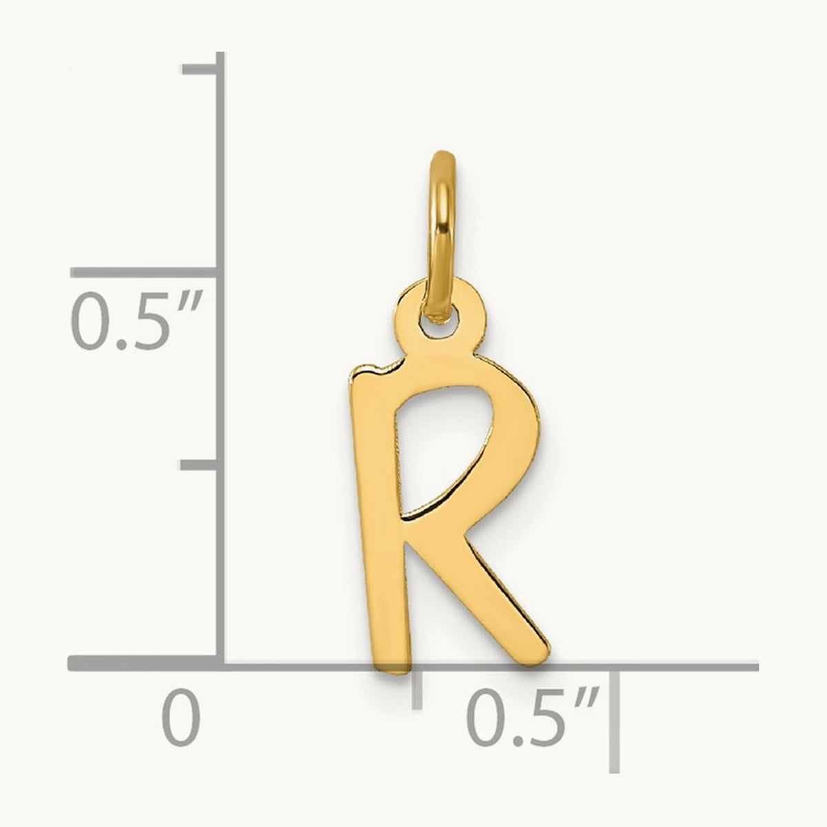 Small Slanted Block Initial Charm — 14K Yellow Gold, R