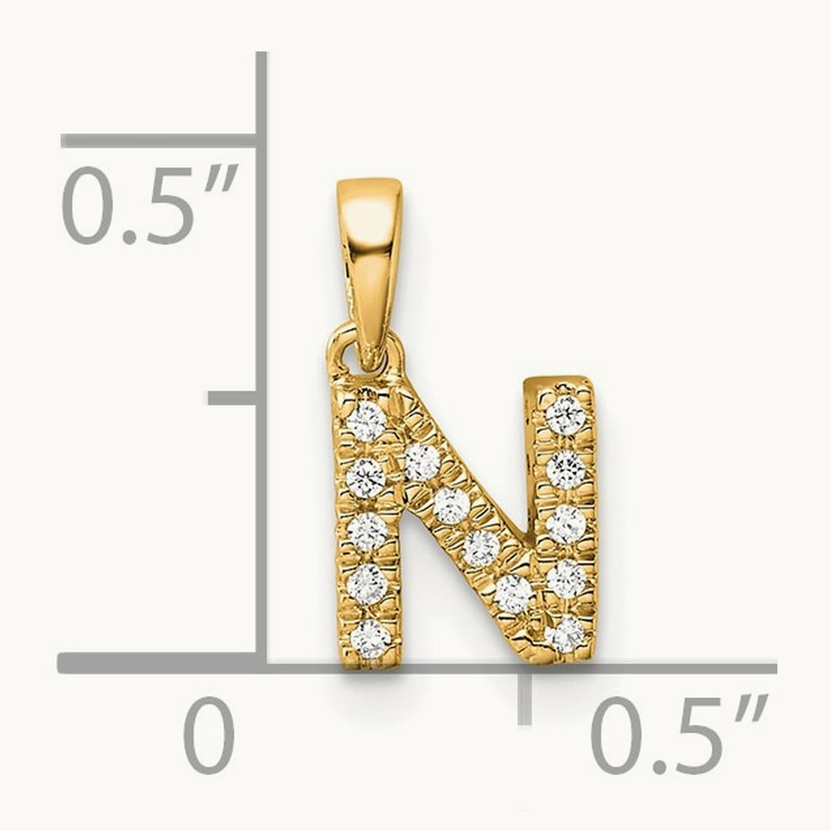 Diamond Initial with Bail Pendant — 14K Yellow Gold, N