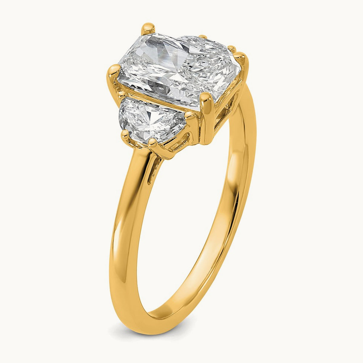 Radiant & 1/2 Moon Engagement Ring, 1.25-4.00 ct tw Lab-Grown Diamond — 2 ct, 14K Yellow Gold