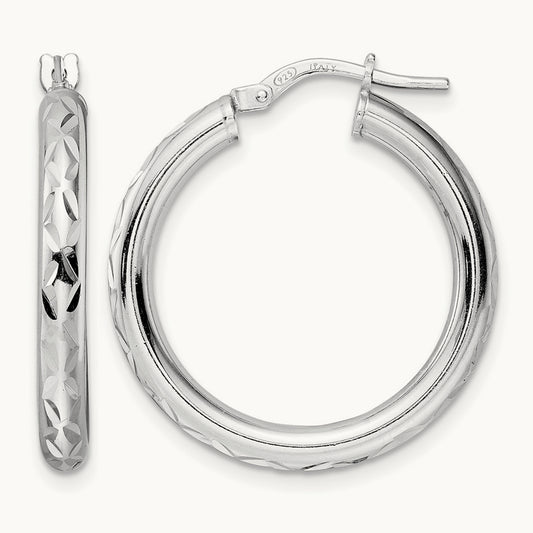 Rhod- Polished D/C Hoop Earrings — Leslie's — photo set