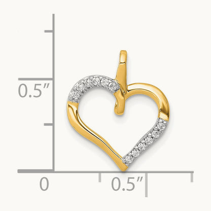 Diamond Heart Pendant — 14K Yellow Gold, 15mm