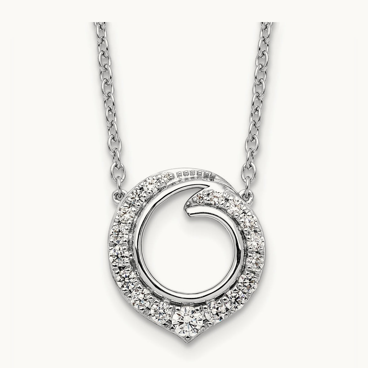 Fancy Circle Diamond 18in Necklace — 14K White Gold, 0.489 ct