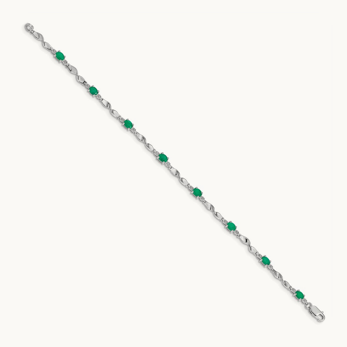 Diamond and Emerald Bracelet, 14K White Gold