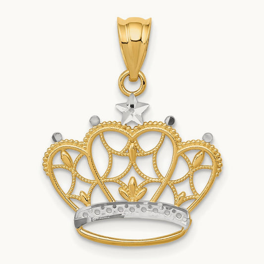 Crown Pendant, 14K with Rhodium