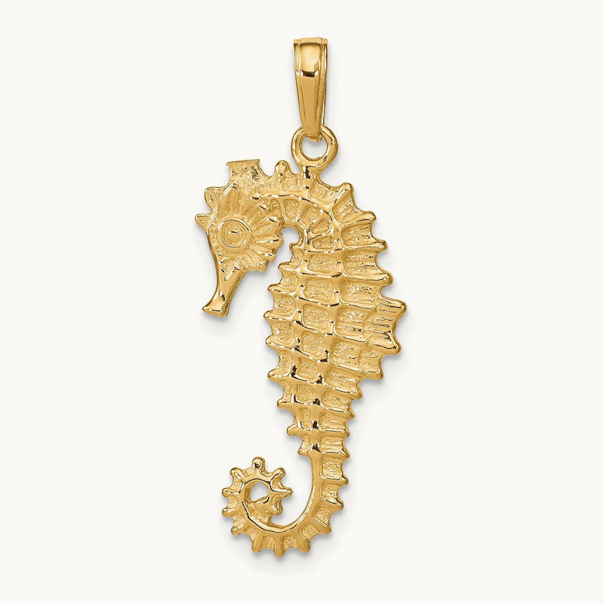 3-D Seahorse Pendant, 14K