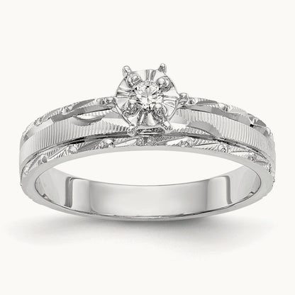 AA Quality Trio Complete Engagement Ring, 14K White Gold