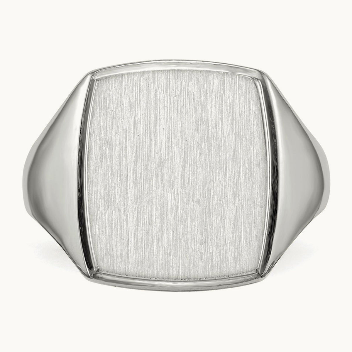 13.0x15. Closed Back Mens Signet Ring, 0mm, 14K White Gold