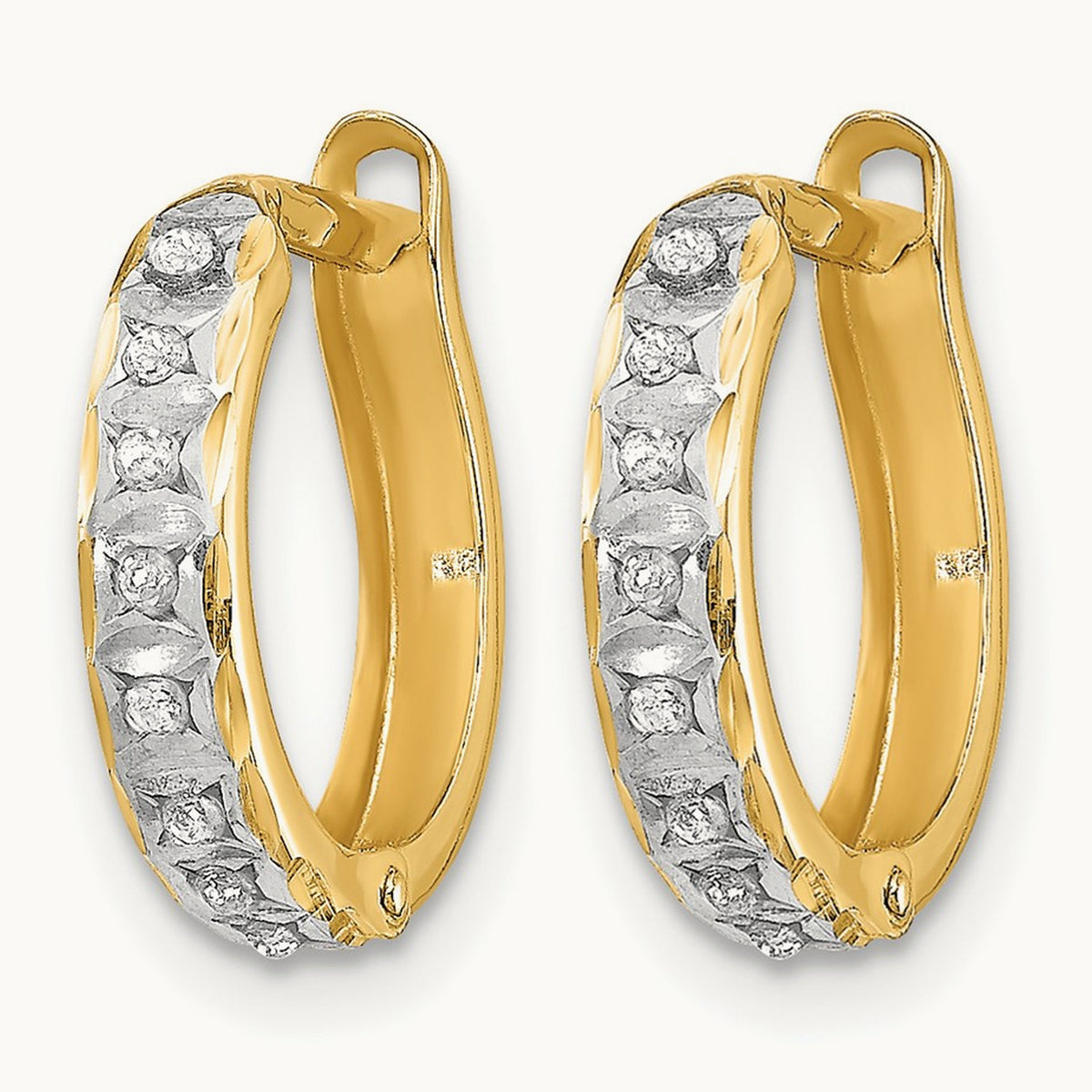 Diamond Fascination Dia. Dust/Accent Hinged Hoop Earrings, 14K