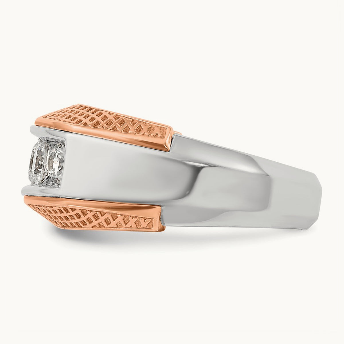 & Rose Gold IBGoodman Men's Textured 5-Stone Diamond Ring, 14K White