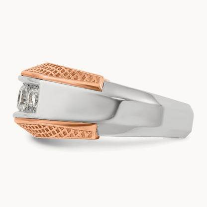 & Rose Gold IBGoodman Men's Textured 5-Stone Diamond Ring, 14K White