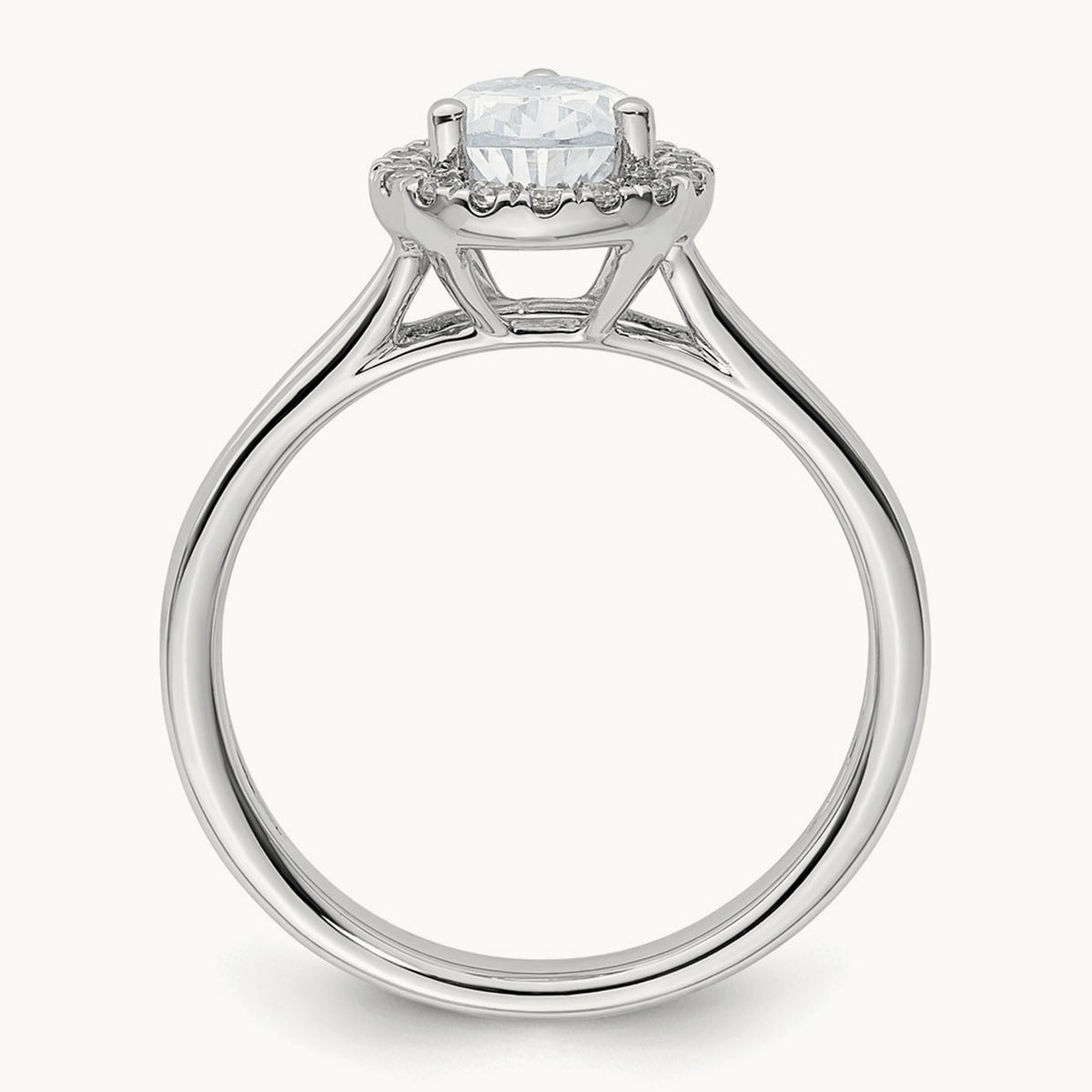 Pear Halo Semi-Mount Split Shank Engagement Ring, 0.07-0.20 ct tw — 1/5 ct, 14K White Gold